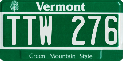 VT license plate TTW276