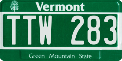 VT license plate TTW283
