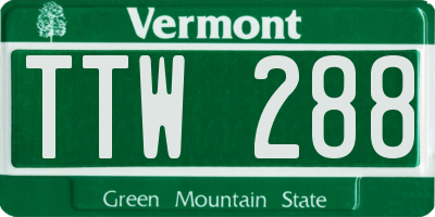 VT license plate TTW288