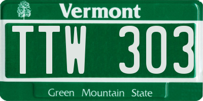 VT license plate TTW303