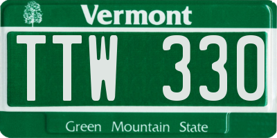 VT license plate TTW330