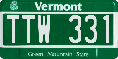 VT license plate TTW331