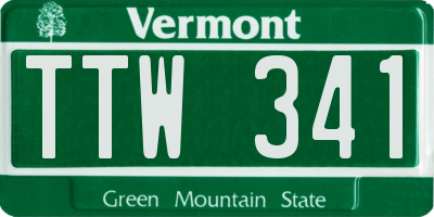 VT license plate TTW341
