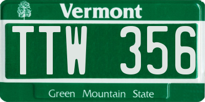 VT license plate TTW356