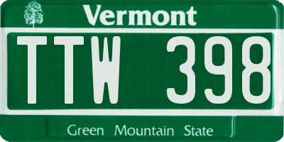 VT license plate TTW398