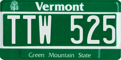 VT license plate TTW525