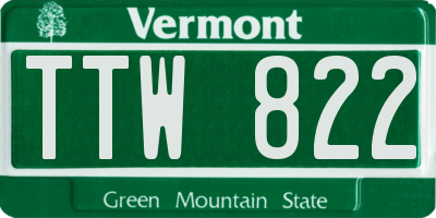 VT license plate TTW822