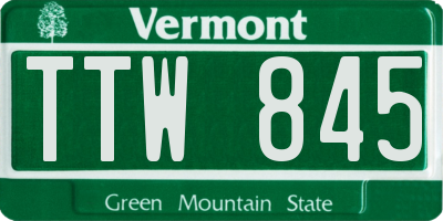 VT license plate TTW845
