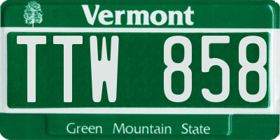 VT license plate TTW858