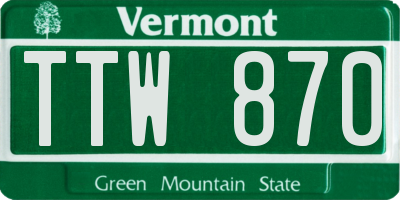 VT license plate TTW870