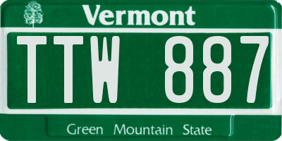 VT license plate TTW887