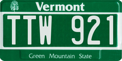 VT license plate TTW921