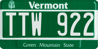 VT license plate TTW922