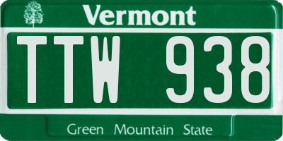 VT license plate TTW938