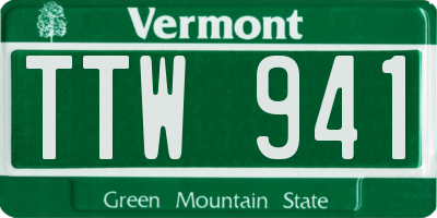 VT license plate TTW941