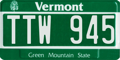 VT license plate TTW945