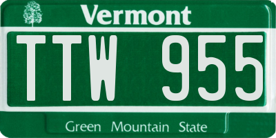 VT license plate TTW955