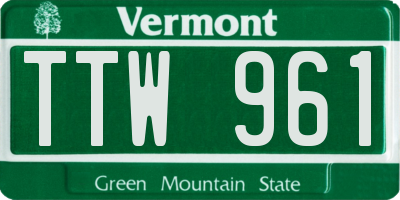 VT license plate TTW961