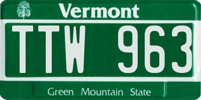 VT license plate TTW963