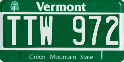 VT license plate TTW972