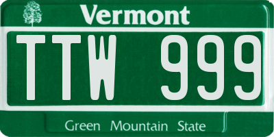 VT license plate TTW999