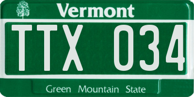 VT license plate TTX034