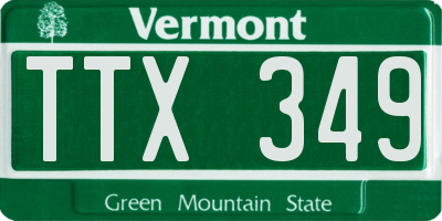 VT license plate TTX349