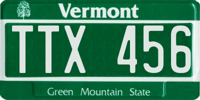 VT license plate TTX456