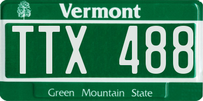 VT license plate TTX488