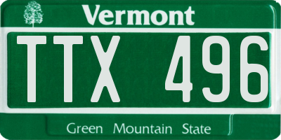VT license plate TTX496