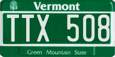 VT license plate TTX508