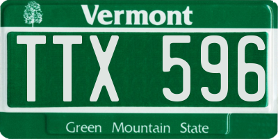 VT license plate TTX596
