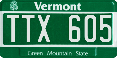 VT license plate TTX605