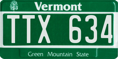VT license plate TTX634