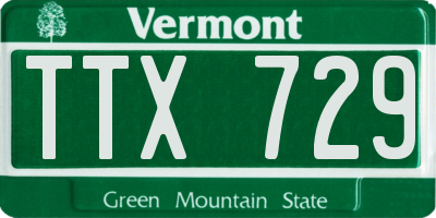 VT license plate TTX729