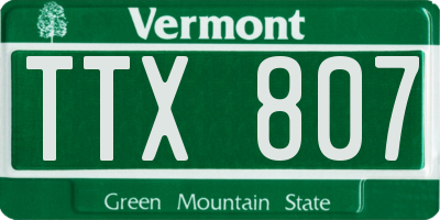 VT license plate TTX807