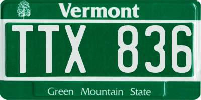 VT license plate TTX836