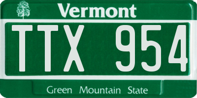VT license plate TTX954