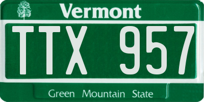 VT license plate TTX957