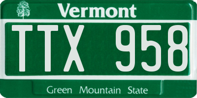 VT license plate TTX958