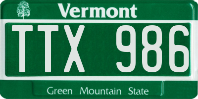 VT license plate TTX986
