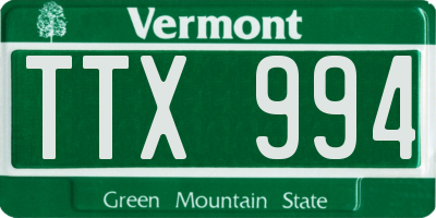 VT license plate TTX994