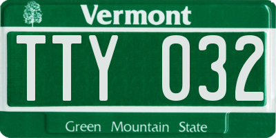 VT license plate TTY032