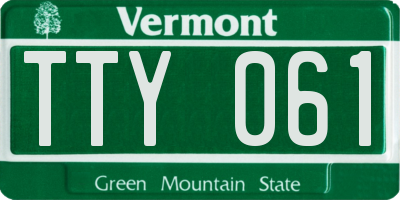 VT license plate TTY061