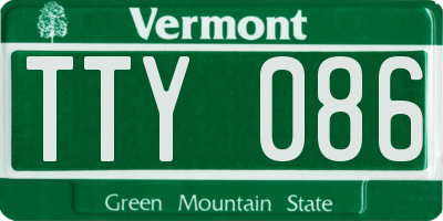 VT license plate TTY086