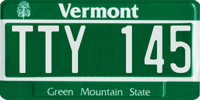 VT license plate TTY145