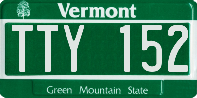 VT license plate TTY152