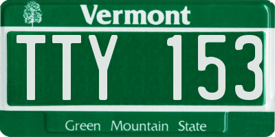 VT license plate TTY153