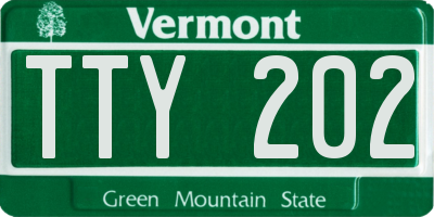 VT license plate TTY202