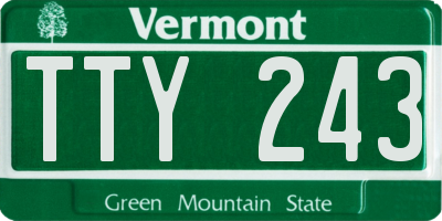 VT license plate TTY243